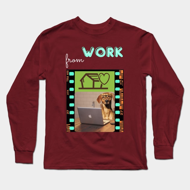 DOG WORK FROM HOME Long Sleeve T-Shirt by O.M design